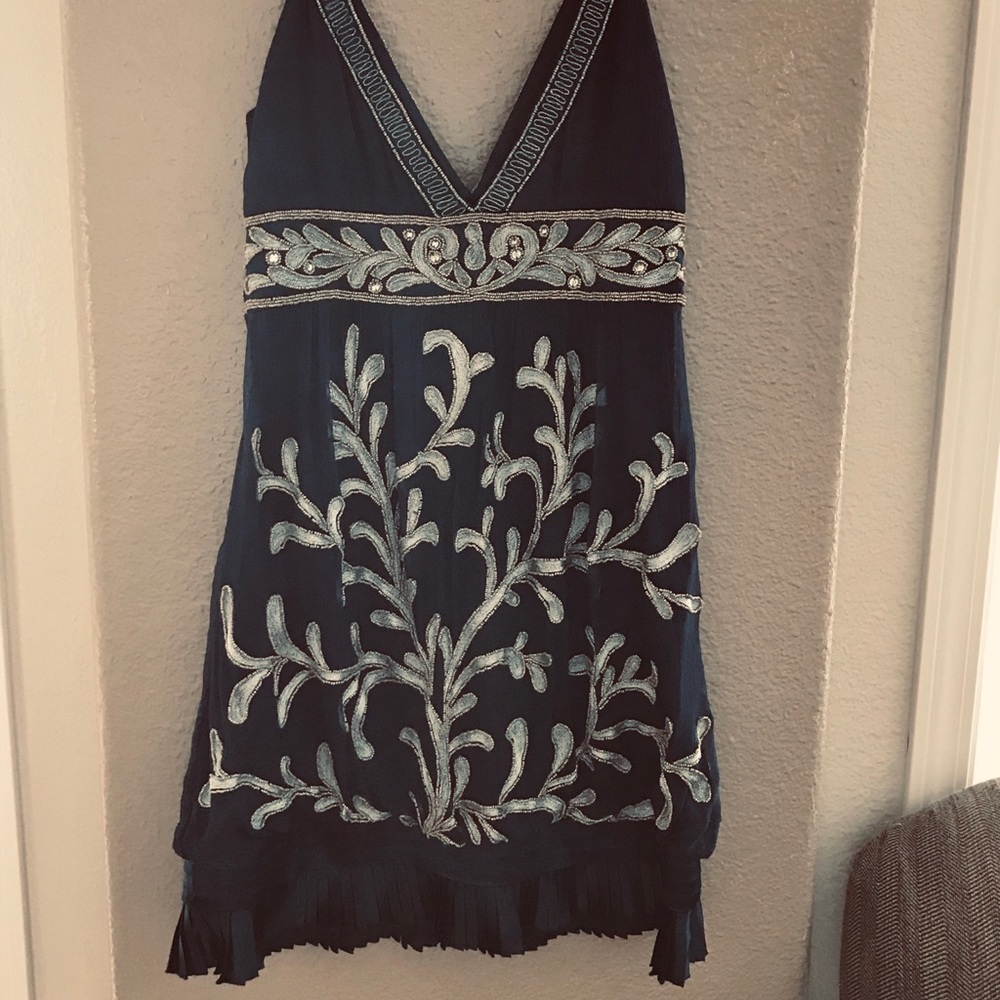 Sue Wong Navy and Gold Dress